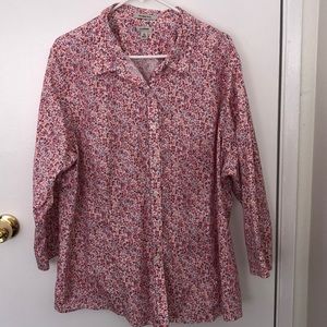 L.L. Bean floral 100% cotton, wrinkle free shirt.